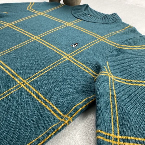 Original Penguin Windowpane Mock Neck Wool Blend Yarn Knit LS Pullover Sweater - Picture 4 of 14